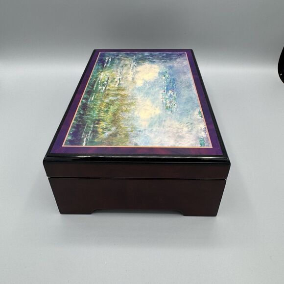 Vtg Monet Water Lilies Musical Jewelry Box Waltz of the Flowers by Tchaikovsky - Picture 6 of 12